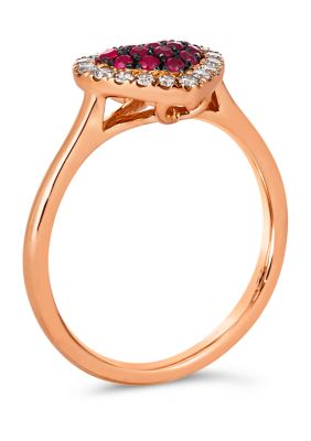 1/5 ct. t.w. Passion Ruby™, 1/4 ct. t.w. Nude Diamonds™ Heart Ring in 14K Strawberry Gold®