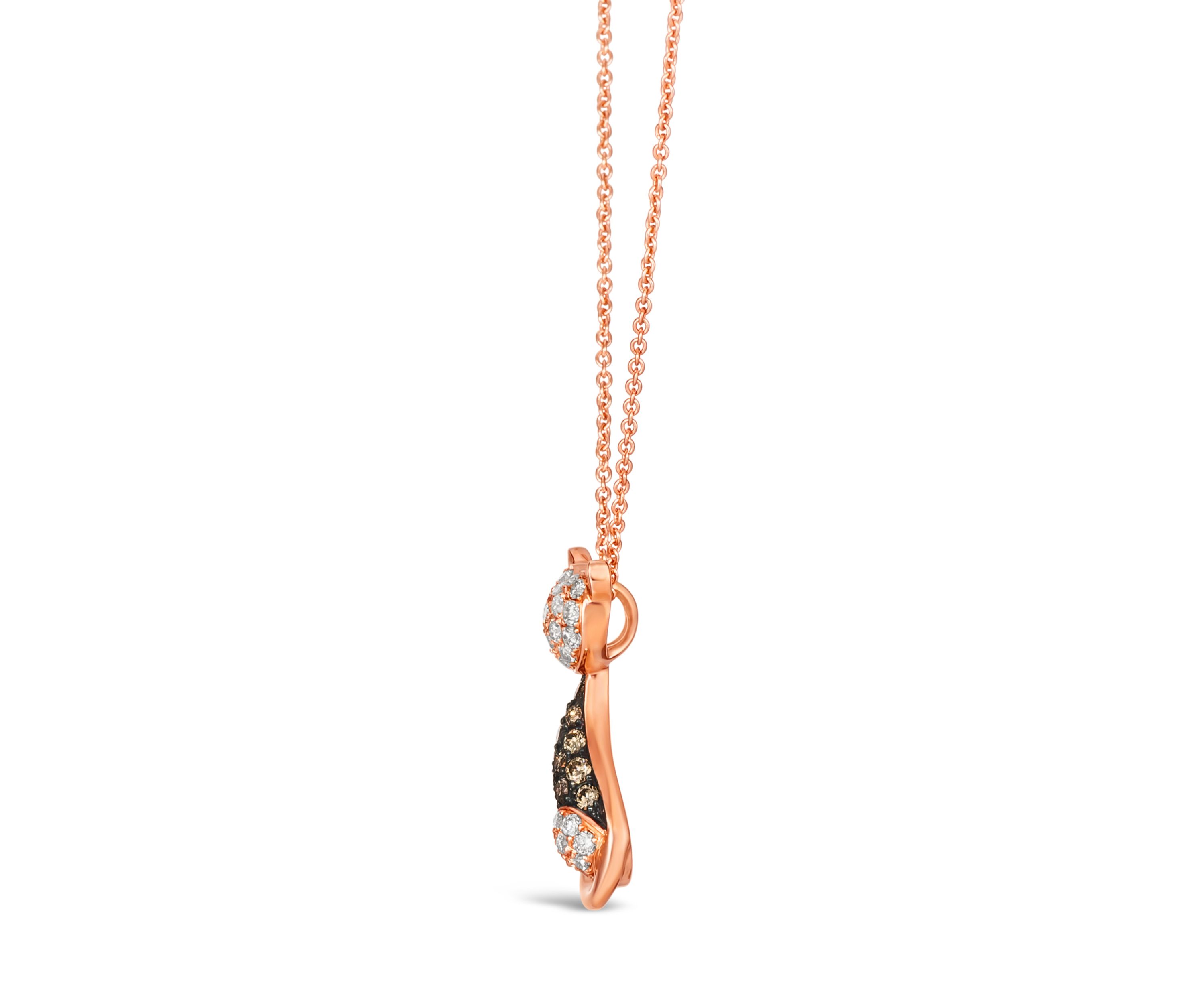 1/3 ct. t.w. Nude Diamonds™, 1/4 ct. t.w. Chocolate Diamonds® Cat Necklace in 14K Strawberry Gold®