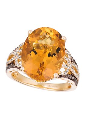Le Vian 7.33 Ct. T.w. Cinnamon CitrineÂ®, 1/4 Ct. T.w. Chocolate Diamonds, 1/4 Ct. T.w. Vanilla Diamonds Ring In 14K Honey Gold