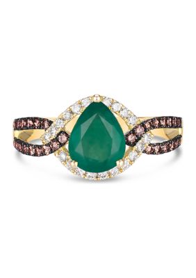 1.33 ct. t.w. Costa Smeralda Emeralds™, 1/3 ct. t.w. Chocolate Diamonds®, 1/5 ct. t.w. Nude Diamonds™ Ring in 14K Honey Gold™