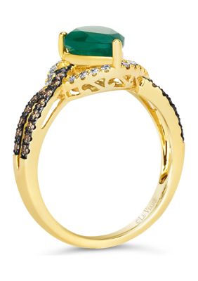 1.33 ct. t.w. Costa Smeralda Emeralds™, 1/3 ct. t.w. Chocolate Diamonds®, 1/5 ct. t.w. Nude Diamonds™ Ring in 14K Honey Gold™
