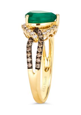 1.33 ct. t.w. Costa Smeralda Emeralds™, 1/3 ct. t.w. Chocolate Diamonds®, 1/5 ct. t.w. Nude Diamonds™ Ring in 14K Honey Gold™