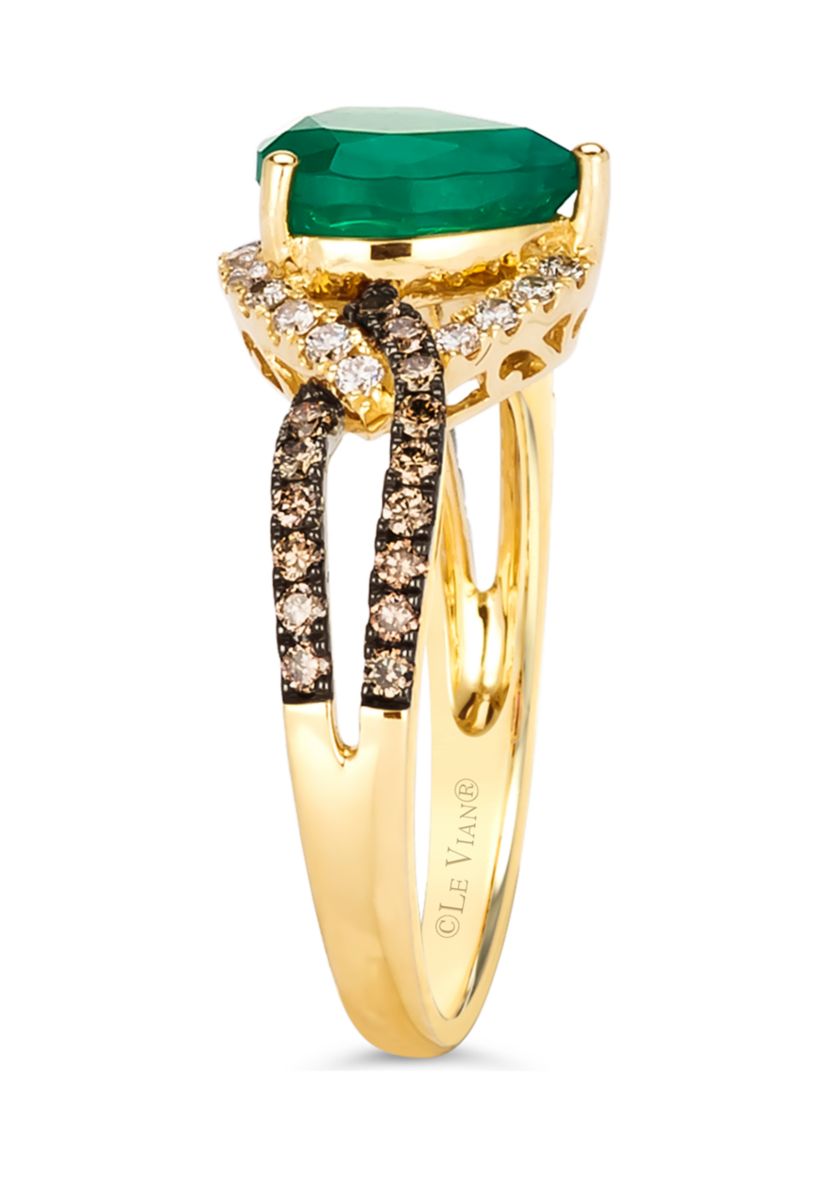1.33 ct. t.w. Costa Smeralda Emeralds™, 1/3 ct. t.w. Chocolate Diamonds®, 1/5 ct. t.w. Nude Diamonds™ Ring in 14K Honey Gold™
