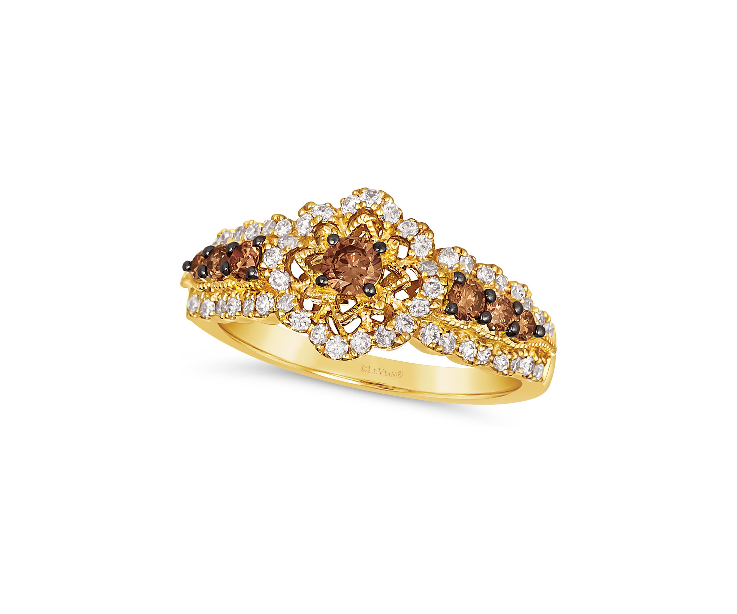 1/3 ct. t.w. Chocolate Diamonds®, 1/3 ct. t.w. Vanilla Diamonds® Chocolatier® Ring set in 14K Honey Gold™