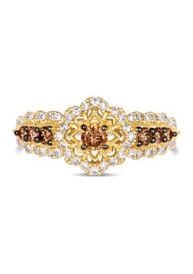 1/3 ct. t.w. Chocolate Diamonds®, 1/3 ct. t.w. Vanilla Diamonds® Chocolatier® Ring set in 14K Honey Gold™