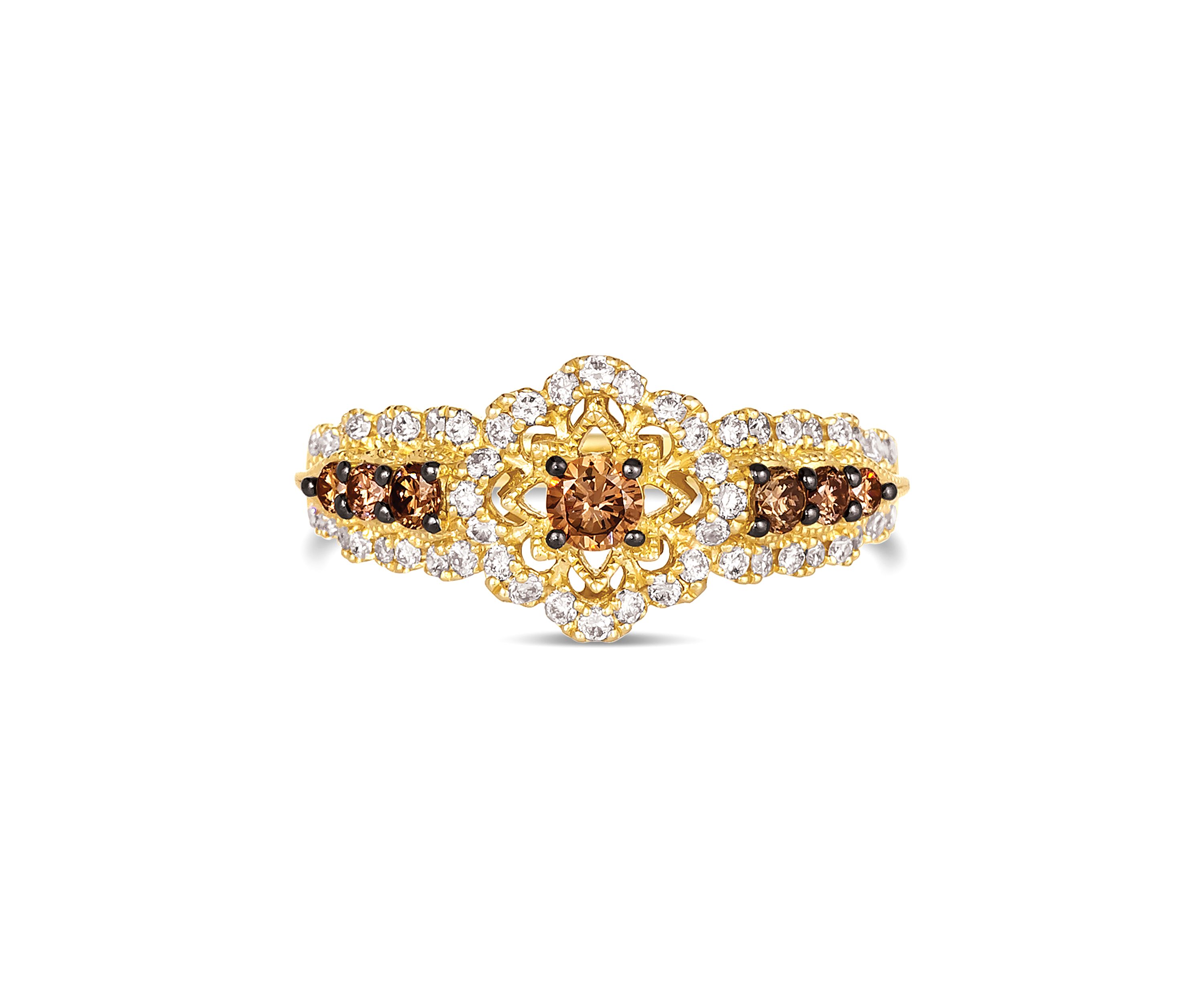 1/3 ct. t.w. Chocolate Diamonds®, 1/3 ct. t.w. Vanilla Diamonds® Chocolatier® Ring set in 14K Honey Gold™