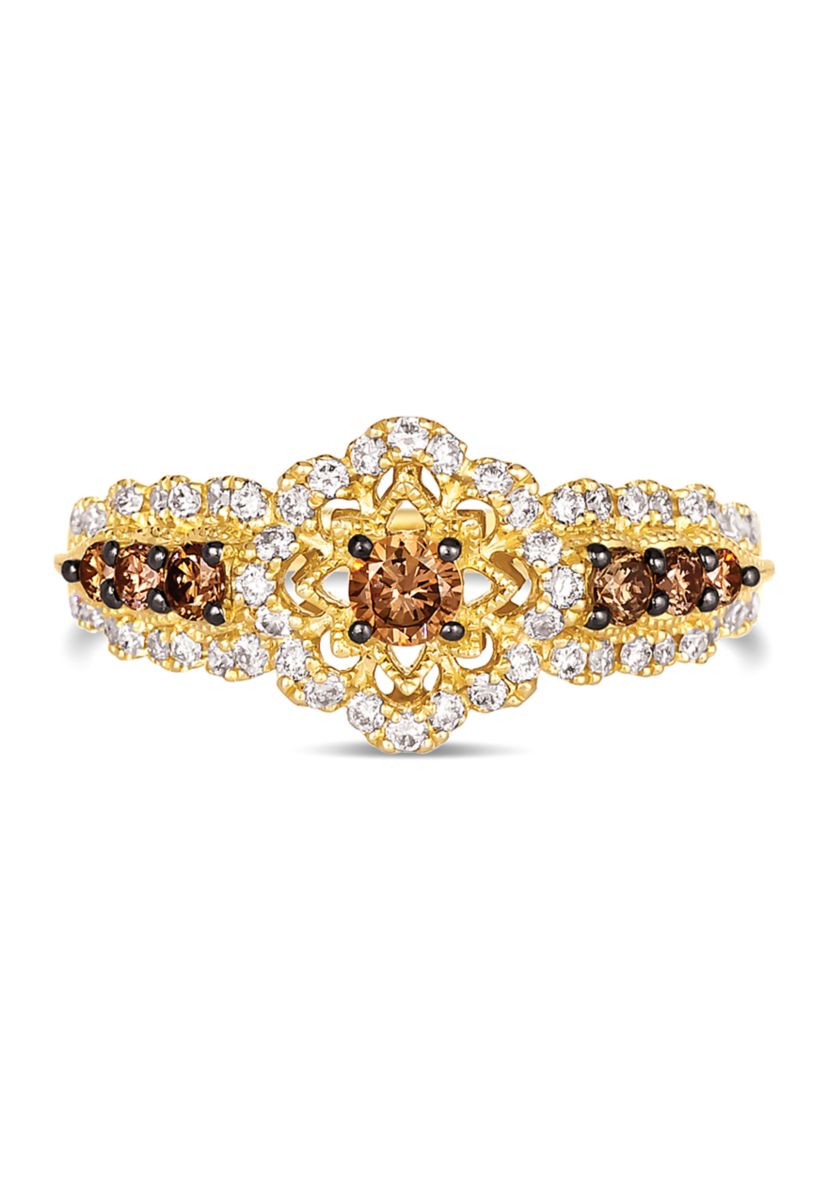 1/3 ct. t.w. Chocolate Diamonds®, 1/3 ct. t.w. Vanilla Diamonds® Chocolatier® Ring set in 14K Honey Gold™