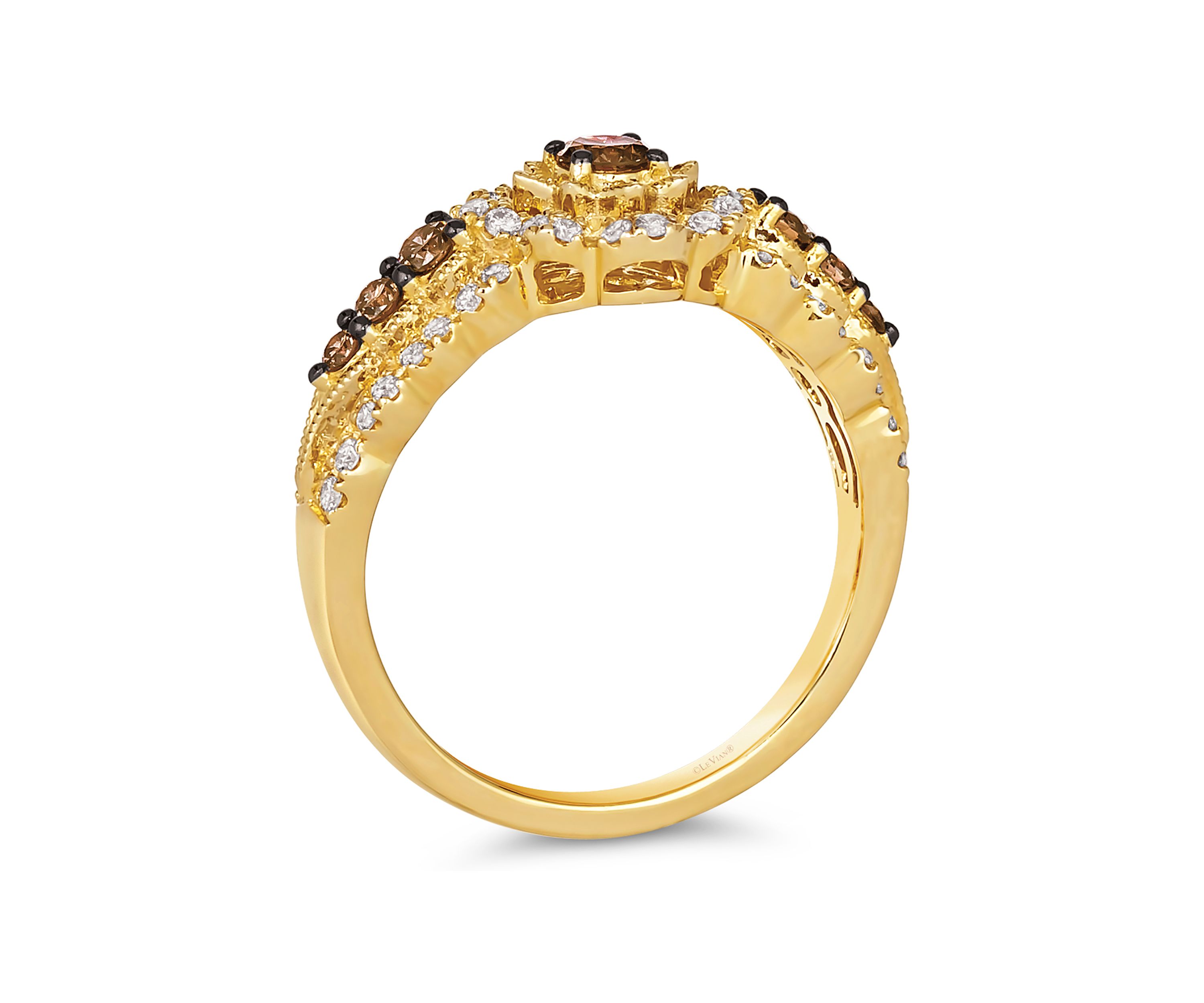 1/3 ct. t.w. Chocolate Diamonds®, 1/3 ct. t.w. Vanilla Diamonds® Chocolatier® Ring set in 14K Honey Gold™