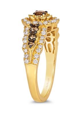 1/3 ct. t.w. Chocolate Diamonds®, 1/3 ct. t.w. Vanilla Diamonds® Chocolatier® Ring set in 14K Honey Gold™