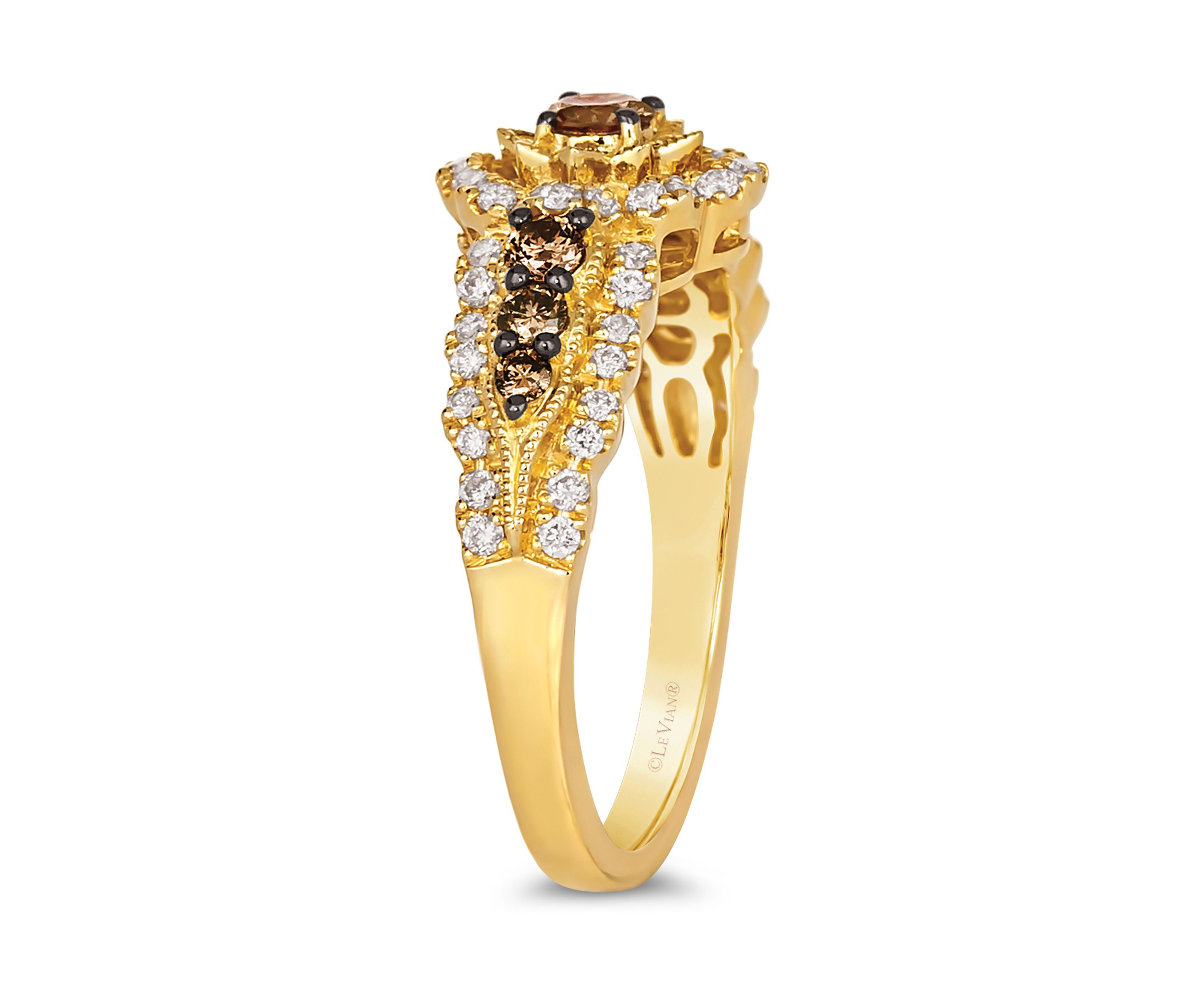 1/3 ct. t.w. Chocolate Diamonds®, 1/3 ct. t.w. Vanilla Diamonds® Chocolatier® Ring set in 14K Honey Gold™