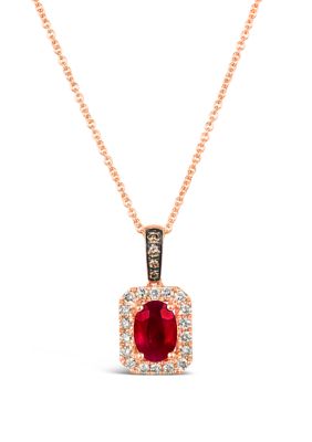 Le Vian 3/4 ct. t.w. Passion Rubyâ¢, Chocolate Diamonds, 1/5 ct. t.w. Nude Diamondsâ¢ Pendant Necklace in 14K Strawberry Gold -  5400455WJPT10
