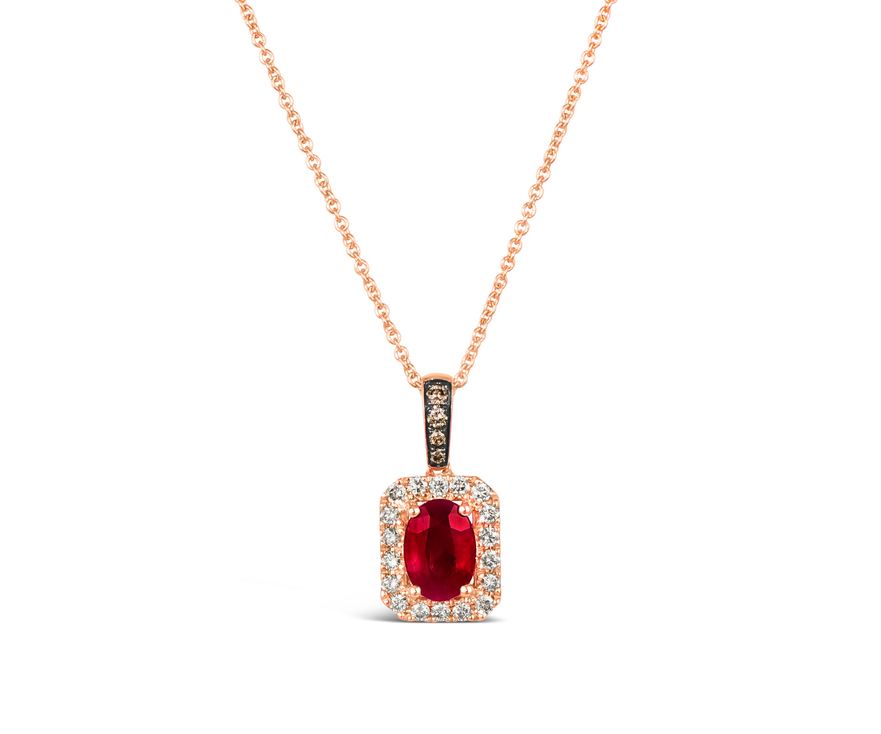 3/4 ct. t.w. Passion Ruby™, Chocolate Diamonds®, 1/5 ct. t.w. Nude Diamonds™ Pendant Necklace in 14K Strawberry Gold®