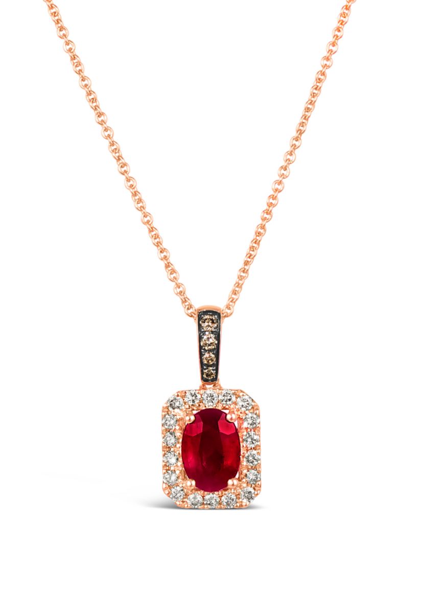 3/4 ct. t.w. Passion Ruby™, Chocolate Diamonds®, 1/5 ct. t.w. Nude Diamonds™ Pendant Necklace in 14K Strawberry Gold®