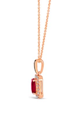 3/4 ct. t.w. Passion Ruby™, Chocolate Diamonds®, 1/5 ct. t.w. Nude Diamonds™ Pendant Necklace in 14K Strawberry Gold®