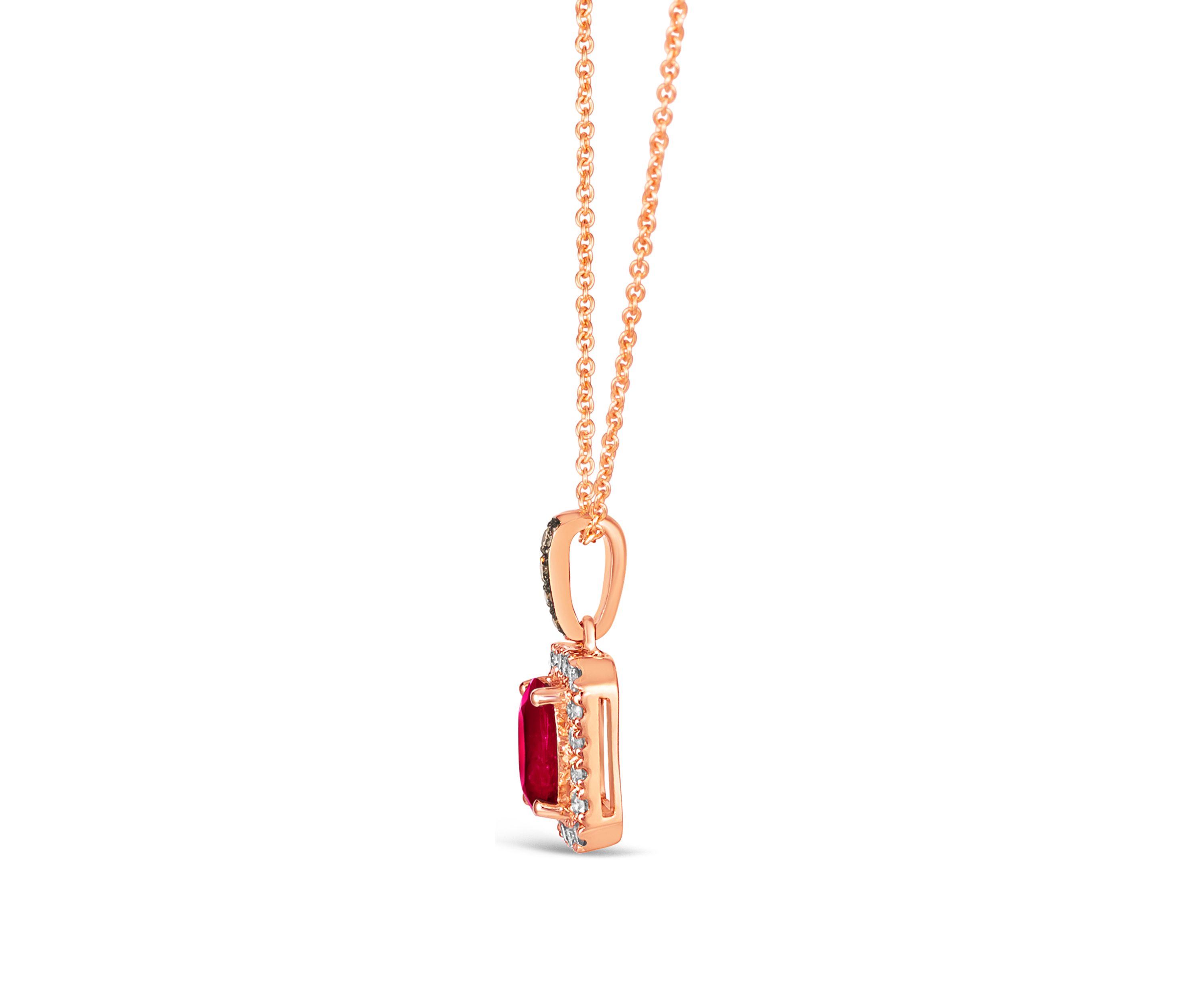 3/4 ct. t.w. Passion Ruby™, Chocolate Diamonds®, 1/5 ct. t.w. Nude Diamonds™ Pendant Necklace in 14K Strawberry Gold®