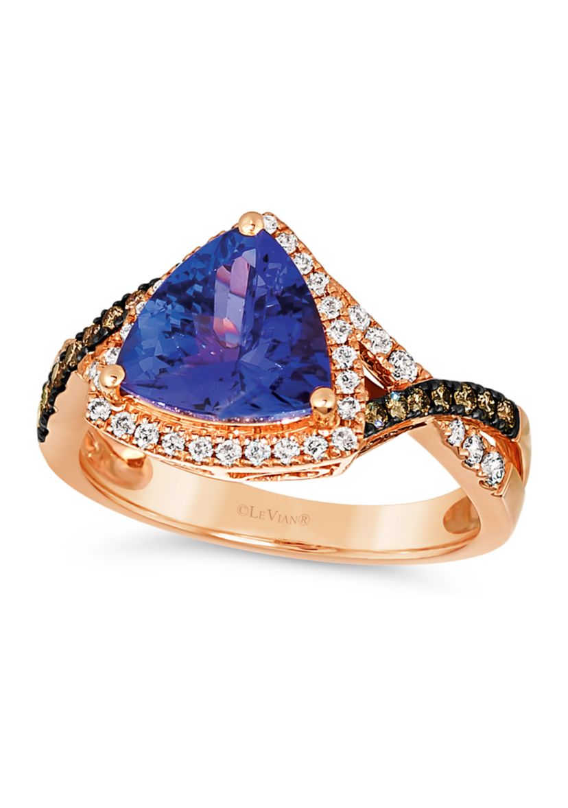 2.25 ct. t.w. Blueberry Tanzanite®, 1/4 ct. t.w. Nude Diamonds™, 1/4 ct. t.w. Chocolate Diamonds® Ring in 14K Strawberry Gold®