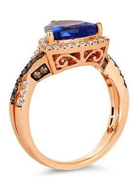 2.25 ct. t.w. Blueberry Tanzanite®, 1/4 ct. t.w. Nude Diamonds™, 1/4 ct. t.w. Chocolate Diamonds® Ring in 14K Strawberry Gold®