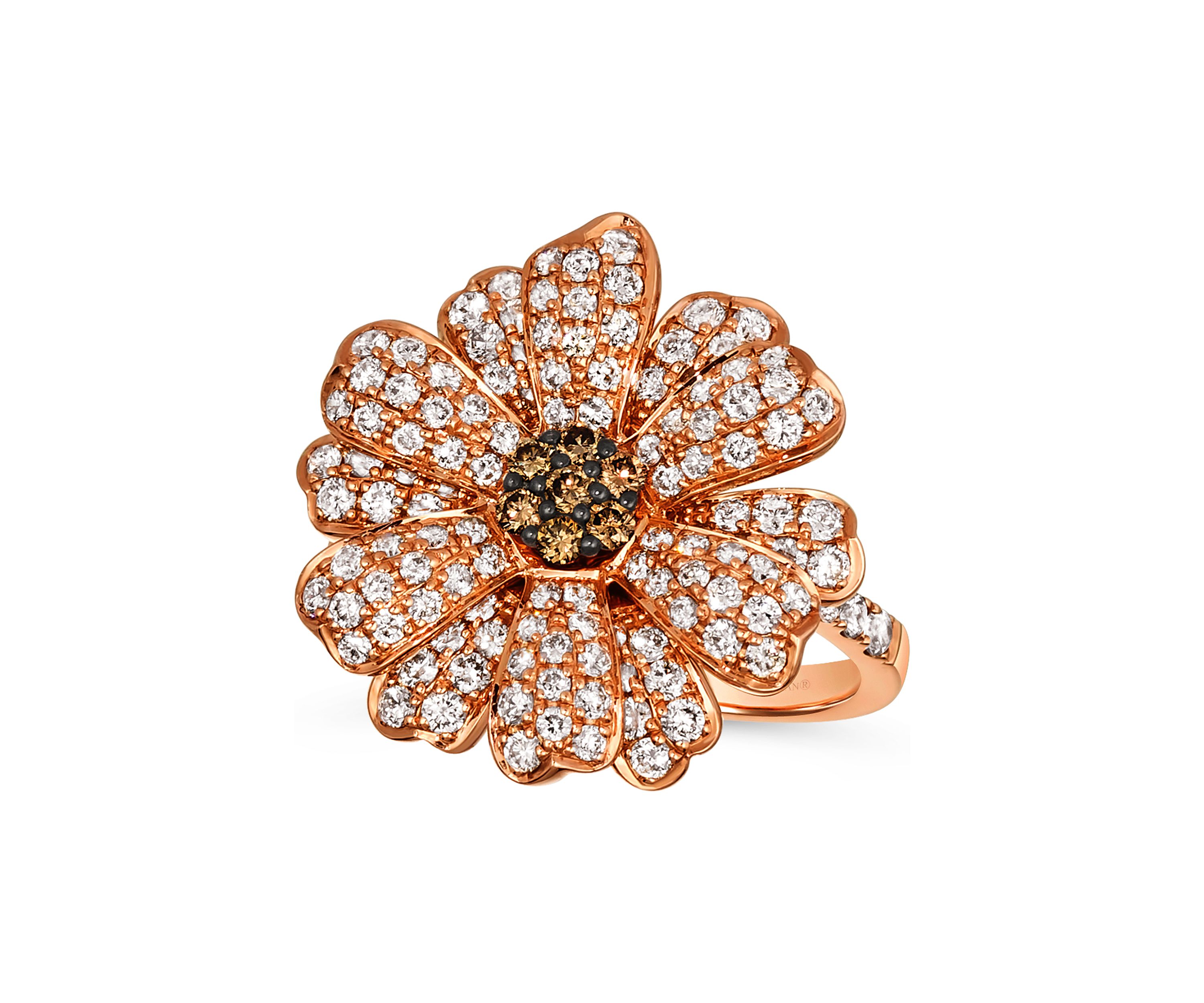  Flower Ring featuring 1.33 ct. t.w. Nude Diamonds™, 1/6 ct. t.w. Chocolate Diamonds® in 14K Strawberry Gold®