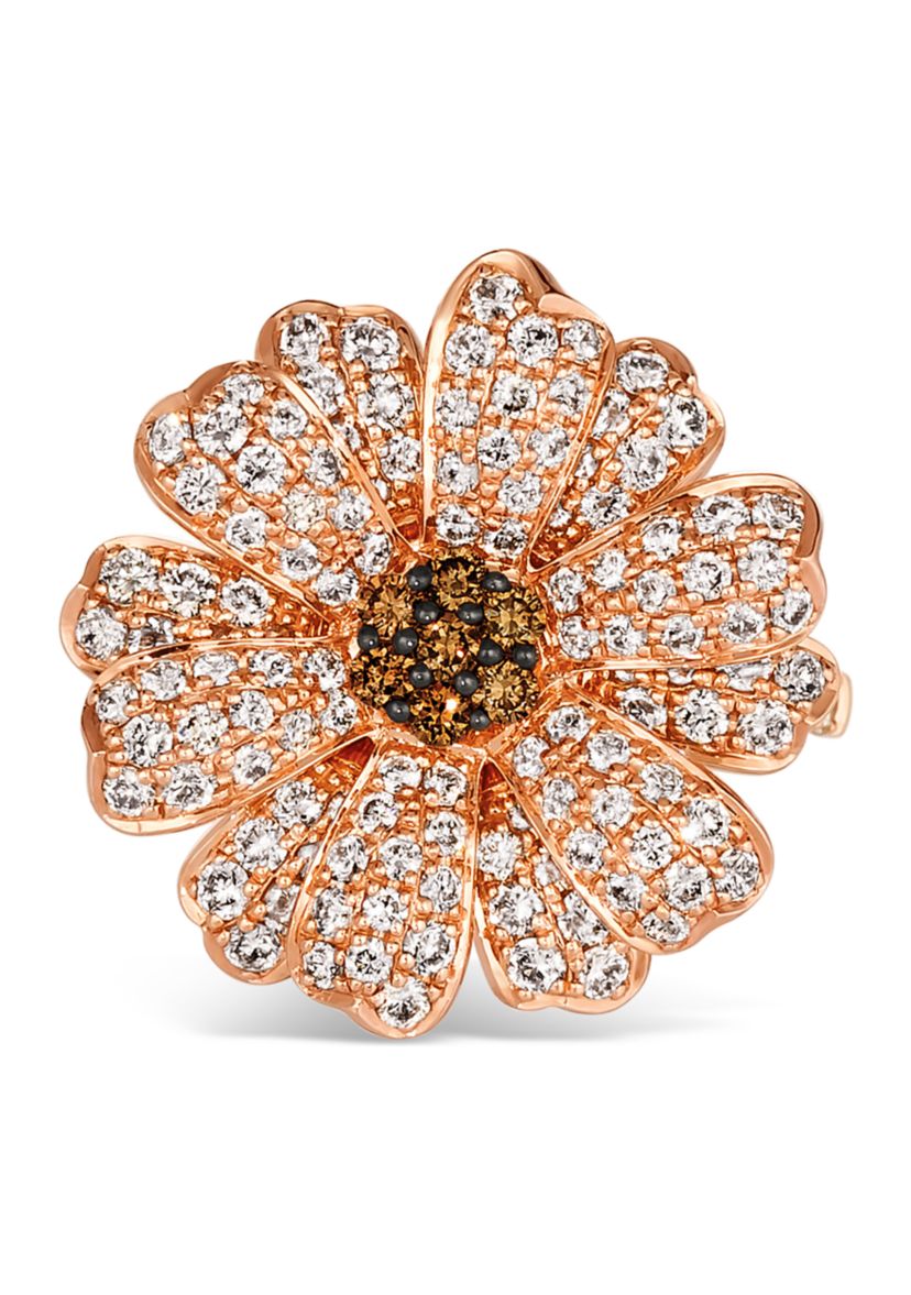  Flower Ring featuring 1.33 ct. t.w. Nude Diamonds™, 1/6 ct. t.w. Chocolate Diamonds® in 14K Strawberry Gold®