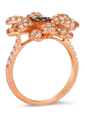  Flower Ring featuring 1.33 ct. t.w. Nude Diamonds™, 1/6 ct. t.w. Chocolate Diamonds® in 14K Strawberry Gold®