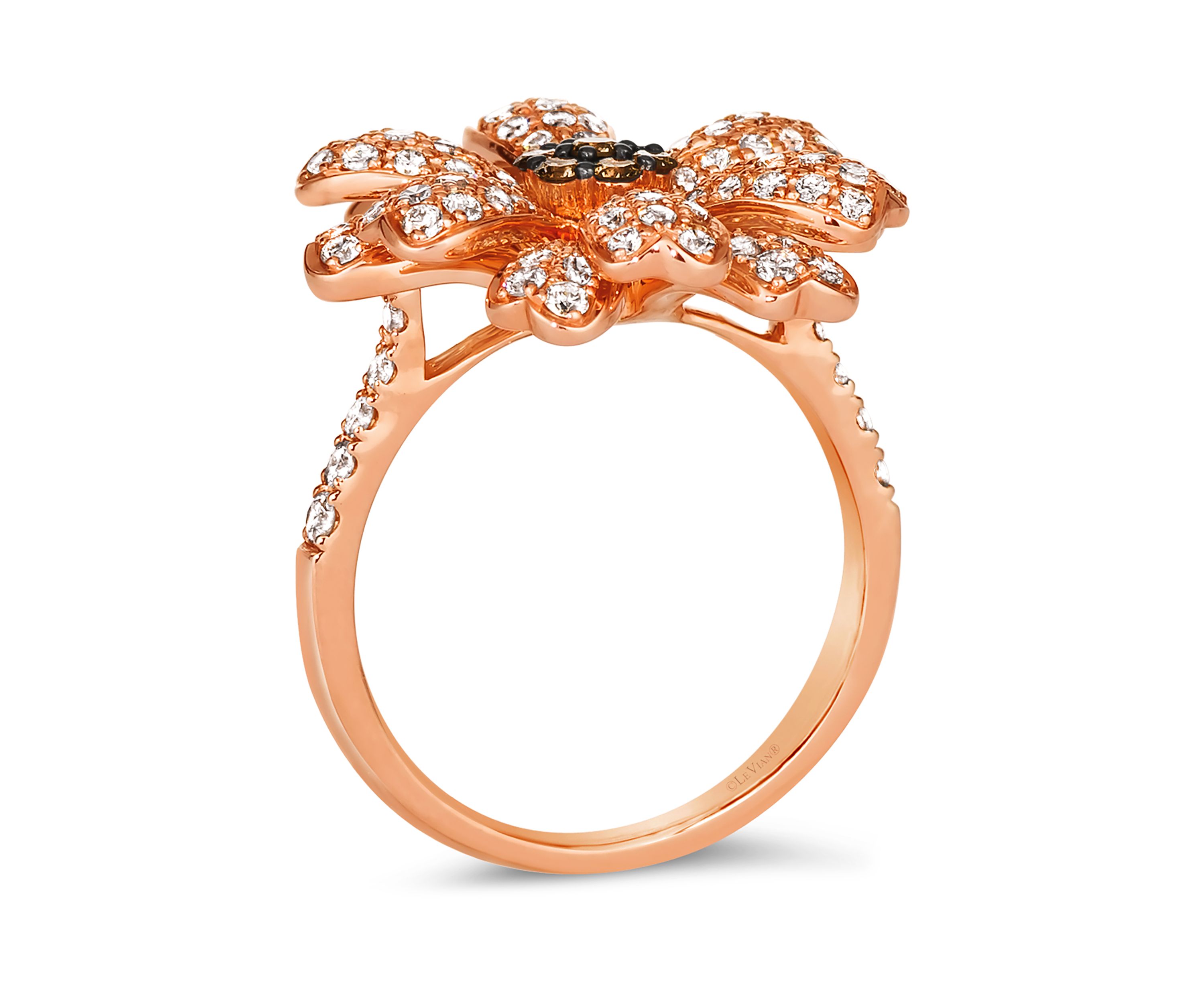  Flower Ring featuring 1.33 ct. t.w. Nude Diamonds™, 1/6 ct. t.w. Chocolate Diamonds® in 14K Strawberry Gold®
