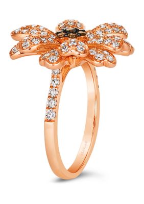  Flower Ring featuring 1.33 ct. t.w. Nude Diamonds™, 1/6 ct. t.w. Chocolate Diamonds® in 14K Strawberry Gold®