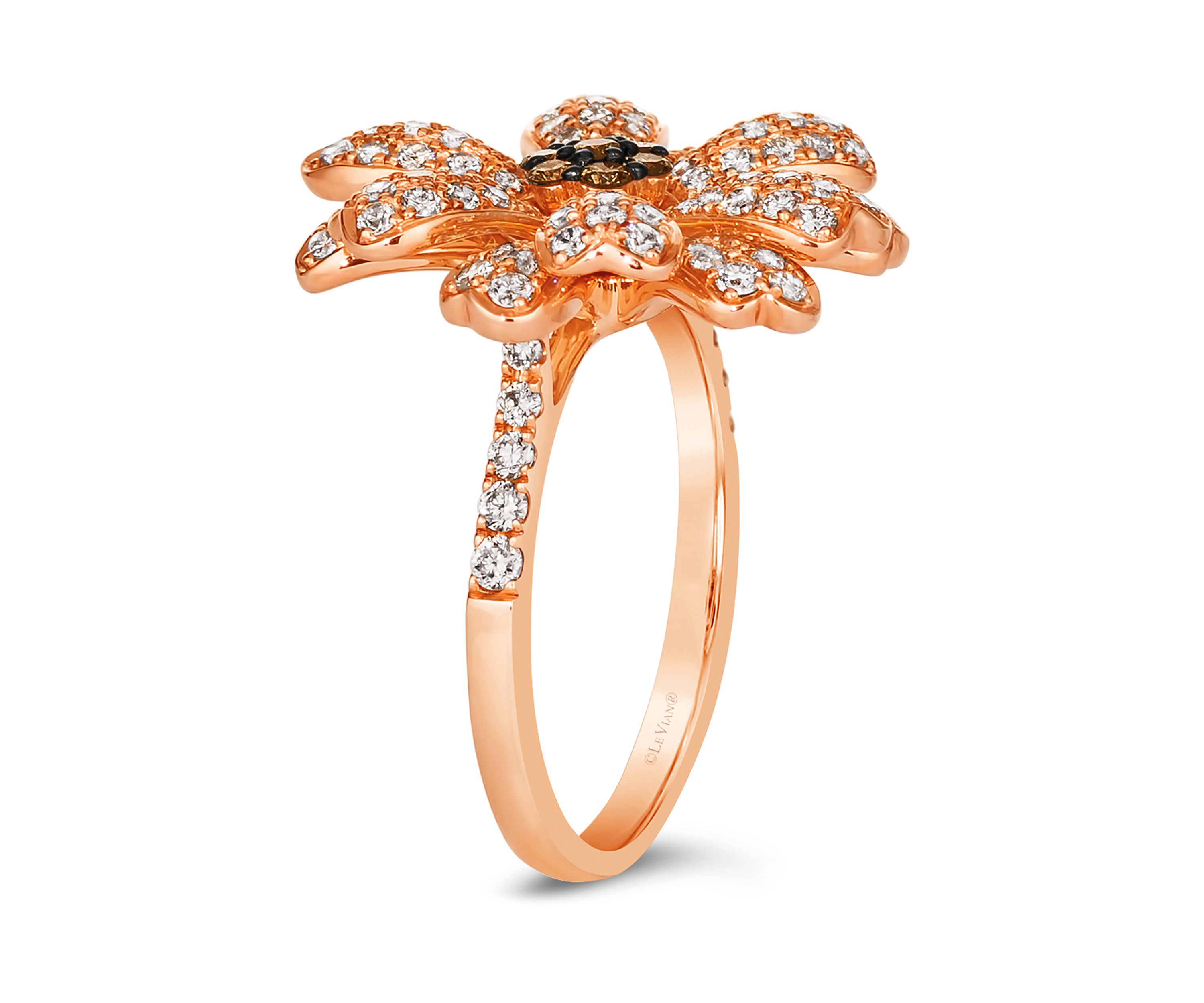  Flower Ring featuring 1.33 ct. t.w. Nude Diamonds™, 1/6 ct. t.w. Chocolate Diamonds® in 14K Strawberry Gold®