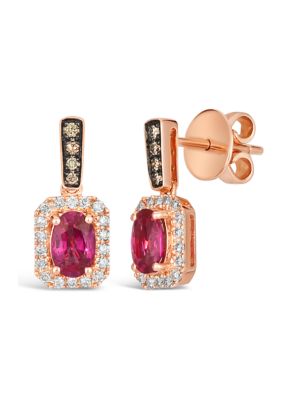 7/8 ct. t.w. Passion Ruby™, 1/20 ct. t.w. Chocolate Diamonds®, 1/5 ct. t.w. Nude Diamonds™ Earrings in 14K Strawberry Gold®