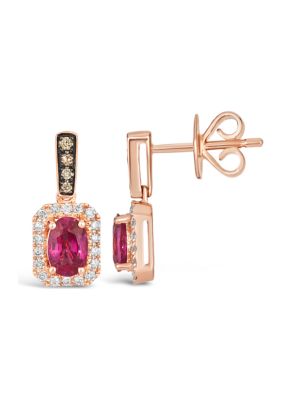 7/8 ct. t.w. Passion Ruby™, 1/20 ct. t.w. Chocolate Diamonds®, 1/5 ct. t.w. Nude Diamonds™ Earrings in 14K Strawberry Gold®