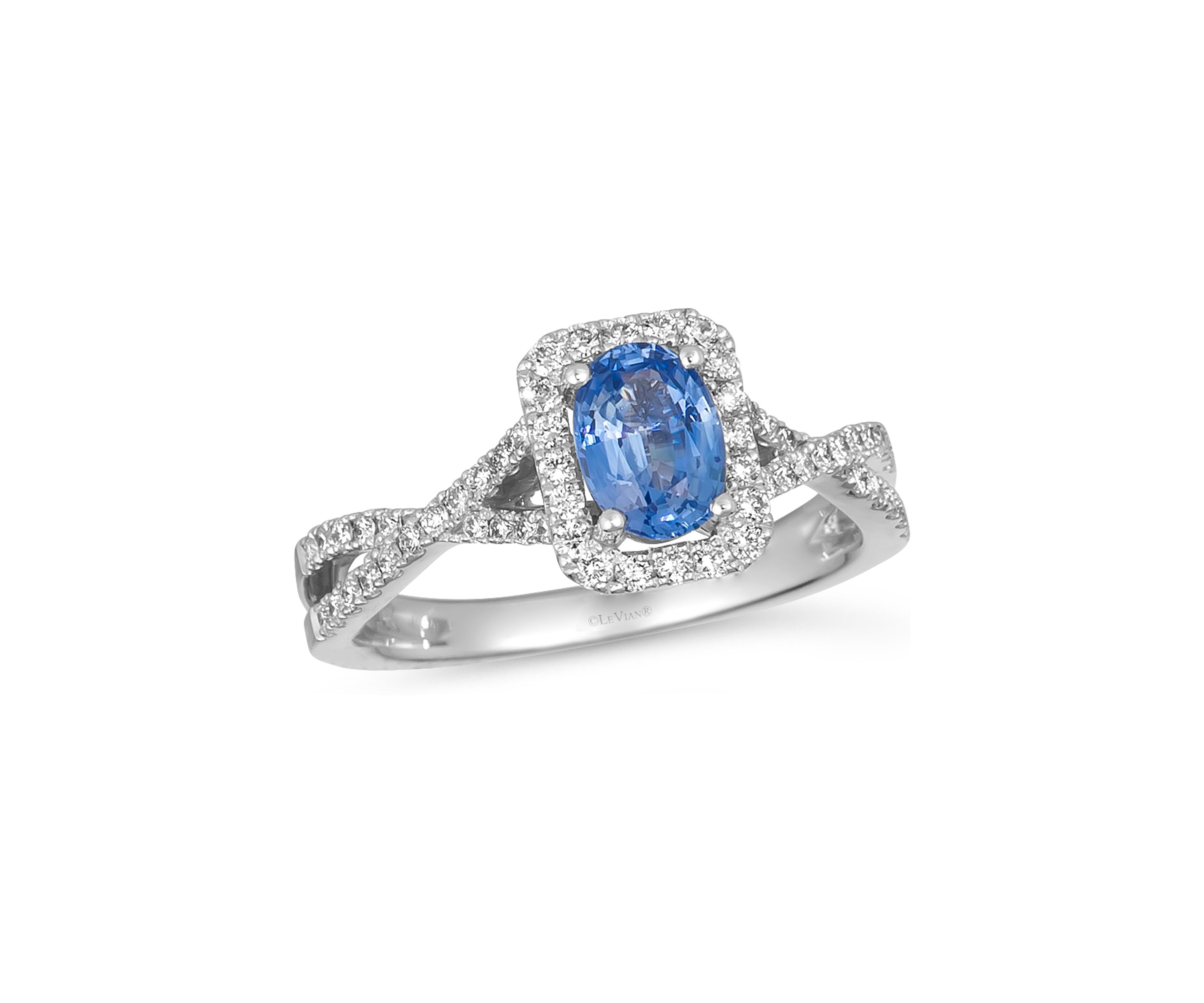 Ring featuring 7/8 ct. t.w. Cornflower Sapphire™, 1/3 ct. t.w. Vanilla Diamonds® set in 14K Vanilla Gold®