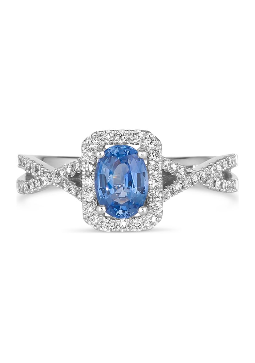 Ring featuring 7/8 ct. t.w. Cornflower Sapphire™, 1/3 ct. t.w. Vanilla Diamonds® set in 14K Vanilla Gold®