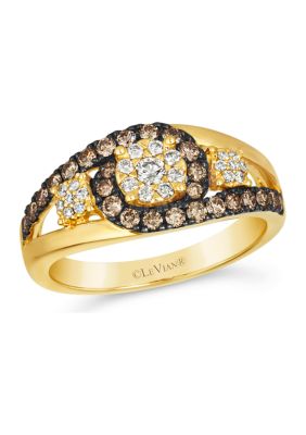 Chocolatier® Ring featuring 1/5 ct. t.w. Vanilla Diamonds®, 3/8 ct. t.w. Chocolate Diamonds® set in 14K Honey Gold™