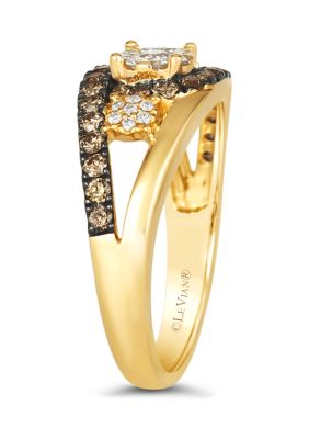 Chocolatier® Ring featuring 1/5 ct. t.w. Vanilla Diamonds®, 3/8 ct. t.w. Chocolate Diamonds® set in 14K Honey Gold™