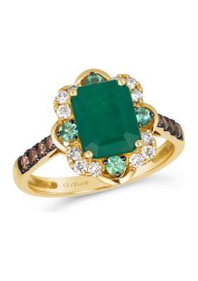 Le Vian 1.62 Ct. T.w. New Emerald, 1/6 Ct. T.w. Costa Smeralda Emeraldsâ¢, 1/5 Ct. T.w. Chocolate Diamonds, 1/5 Ct. T.w. Nude Diamondsâ¢ Ring In