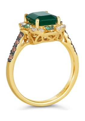 1.62 ct. t.w. New Emerald, 1/6 ct. t.w. Costa Smeralda Emeralds™, 1/5 ct. t.w. Chocolate Diamonds®, 1/5 ct. t.w. Nude Diamonds™ Ring in 14K Honey Gold™