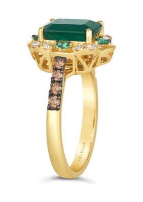 1.62 ct. t.w. New Emerald, 1/6 ct. t.w. Costa Smeralda Emeralds™, 1/5 ct. t.w. Chocolate Diamonds®, 1/5 ct. t.w. Nude Diamonds™ Ring in 14K Honey Gold™