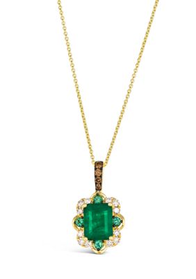 Le Vian Pendant Necklace featuring 2 ct. t.w. Costa Smeralda Emeraldsâ¢, 1/6 ct. t.w. Costa Smeralda Emeraldsâ¢, 1/10 ct. t.w. Chocolate Diamonds -  5400455WJQK46