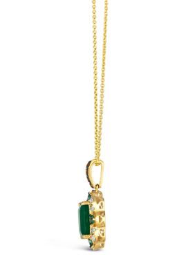 Pendant Necklace featuring 2 ct. t.w. Costa Smeralda Emeralds™, 1/6 ct. t.w. Costa Smeralda Emeralds™, 1/10 ct. t.w. Chocolate Diamonds®, 1/4 ct. t.w. Nude Diamonds™ set in 14K Honey Gold™