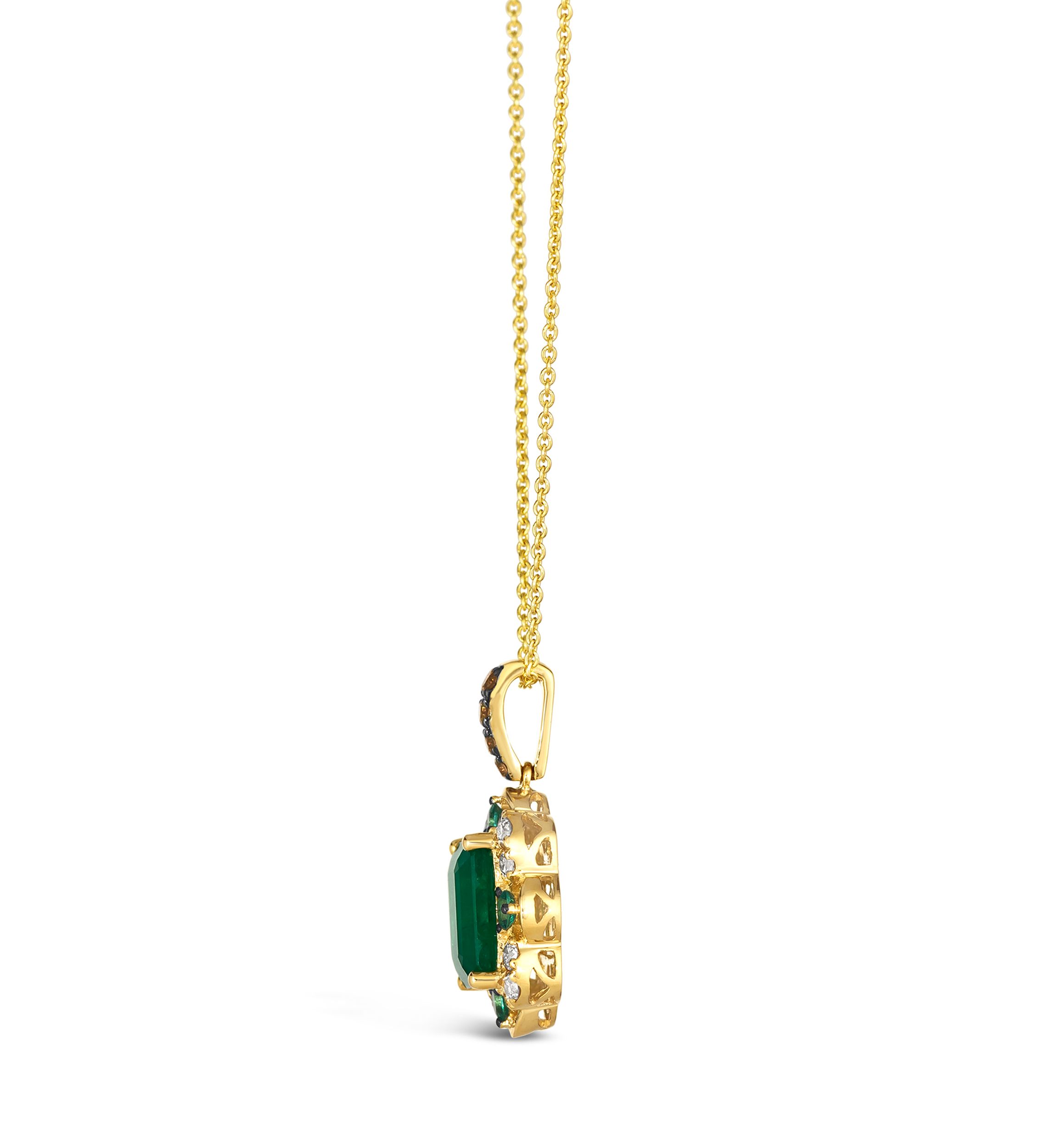 Pendant Necklace featuring 2 ct. t.w. Costa Smeralda Emeralds™, 1/6 ct. t.w. Costa Smeralda Emeralds™, 1/10 ct. t.w. Chocolate Diamonds®, 1/4 ct. t.w. Nude Diamonds™ set in 14K Honey Gold™