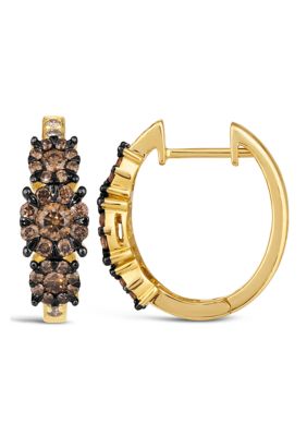 1.13 ct. t.w. Chocolate Diamonds®, 1/10 ct. t.w. Nude Diamonds™ Earrings in 14K Honey Gold™