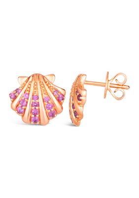 1/2 ct. t.w. Bubble Gum Pink Sapphire™ Shell Stud Earrings in 14K Strawberry Gold®
