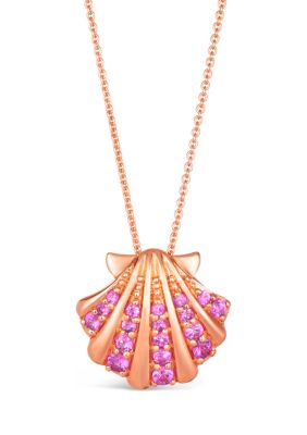 1/2 ct. t.w. Bubble Gum Pink Sapphire™ Shell Pendant Necklace in 14K Strawberry Gold®