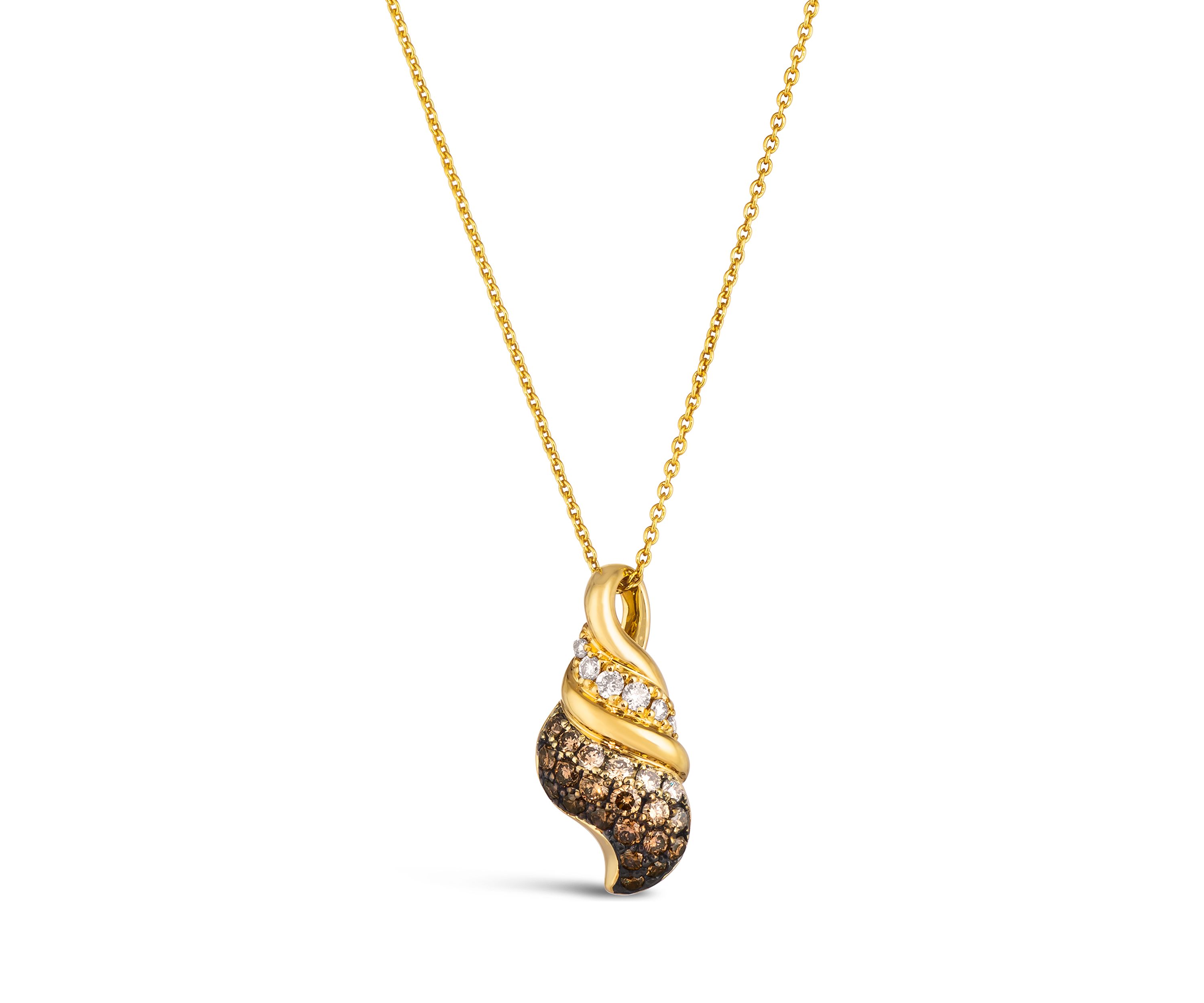Ombré Pendant Necklace featuring 3/8 ct. t.w. Chocolate Ombré Diamonds®, 1/10 ct. t.w. Nude Diamonds™  in 14K Honey Gold™