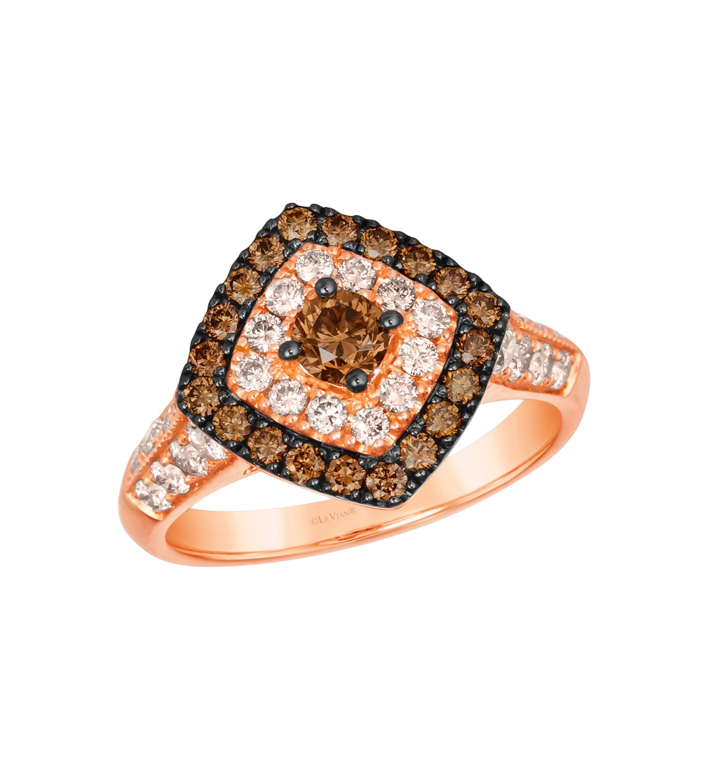 5/8 ct. t.w. Chocolate Diamonds®, 3/4 ct. t.w. Nude Diamonds™ Ring in 14K Strawberry Gold®
