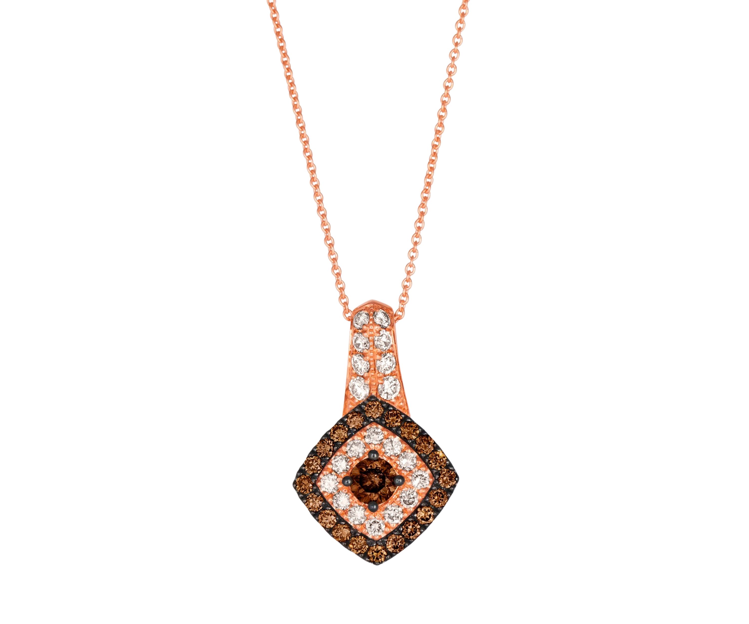 3/4 ct. t.w. Chocolate Diamonds®, 3/8 ct. t.w. Nude Diamonds™ Pendant Necklace in 14K Strawberry Gold®