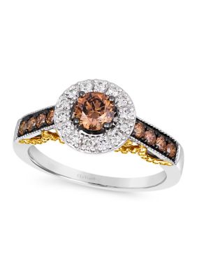 3/4 ct. t.w. Chocolate Diamonds®, 1/5 ct. t.w. Vanilla Diamonds® Chocolatier® Ring set in 14K Two Tone Gold