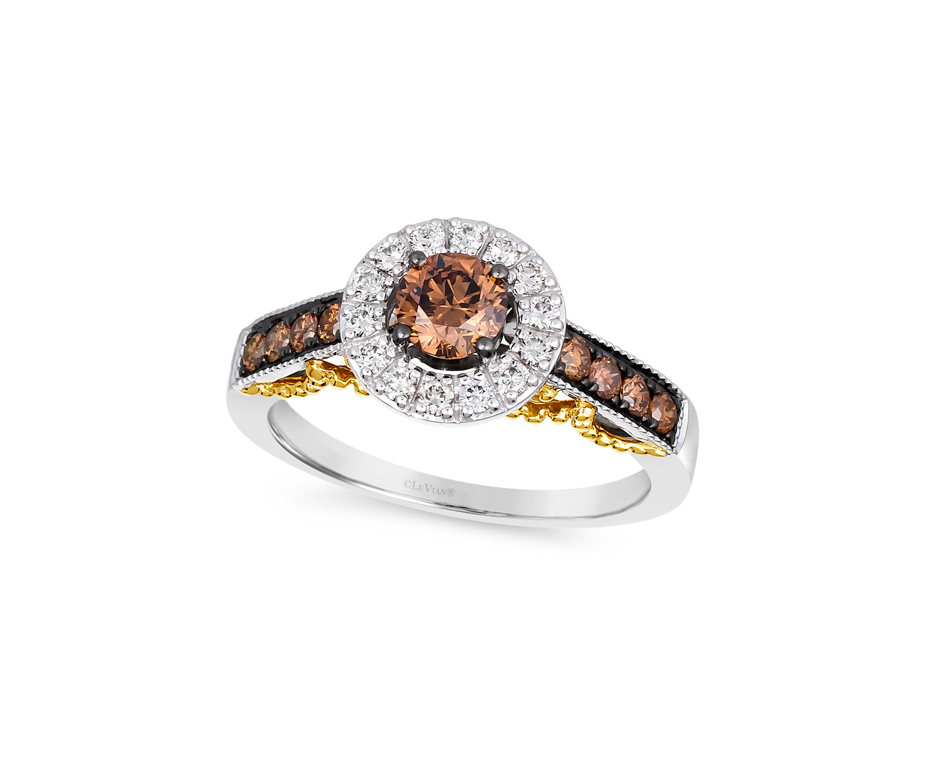 3/4 ct. t.w. Chocolate Diamonds®, 1/5 ct. t.w. Vanilla Diamonds® Chocolatier® Ring set in 14K Two Tone Gold
