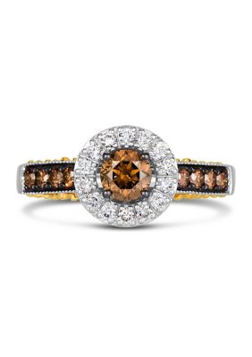 3/4 ct. t.w. Chocolate Diamonds®, 1/5 ct. t.w. Vanilla Diamonds® Chocolatier® Ring set in 14K Two Tone Gold