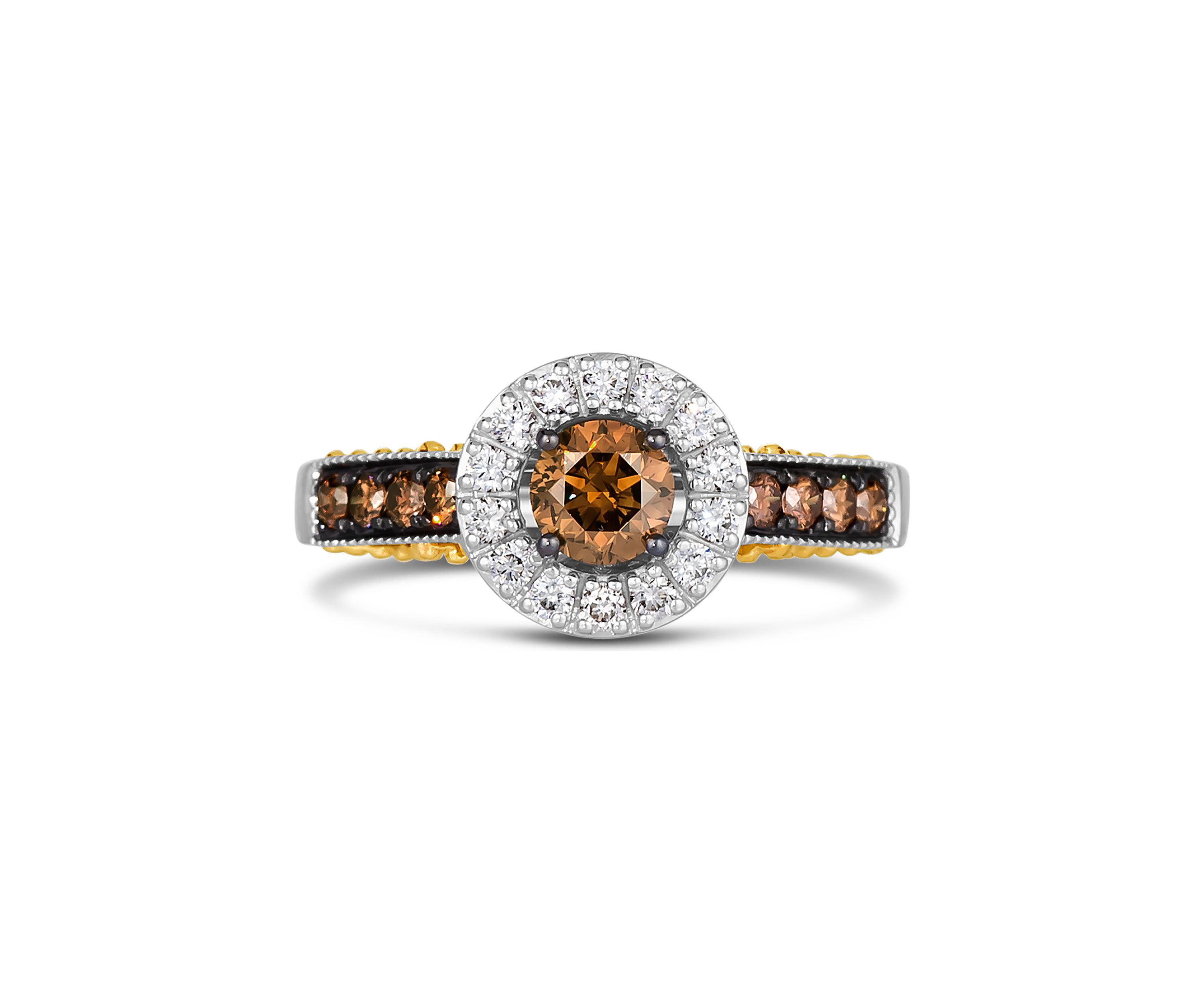 3/4 ct. t.w. Chocolate Diamonds®, 1/5 ct. t.w. Vanilla Diamonds® Chocolatier® Ring set in 14K Two Tone Gold