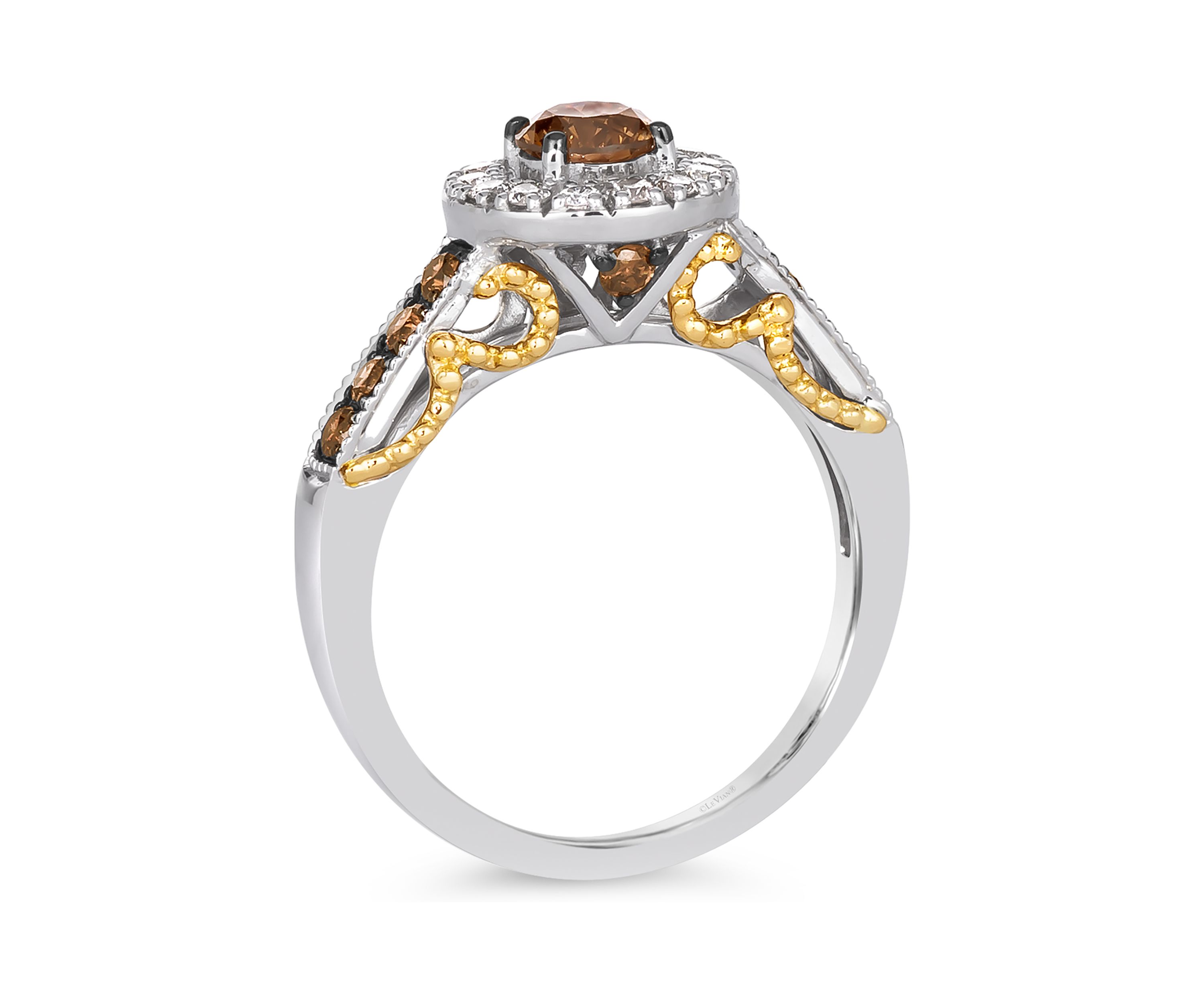 3/4 ct. t.w. Chocolate Diamonds®, 1/5 ct. t.w. Vanilla Diamonds® Chocolatier® Ring set in 14K Two Tone Gold